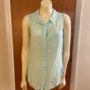 sleeveless blouse , light blue-green, size Lg